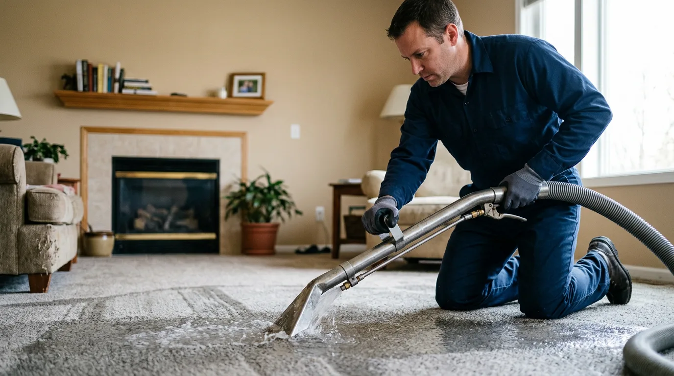 Water damage restoration technician working near Hunt, TX